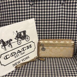 Coach Metallic Gold zip around wallet